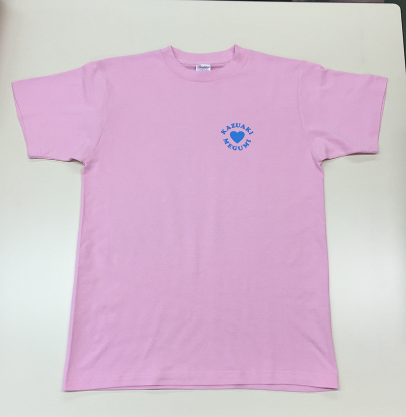 Tシャツプリント　結婚式の二次会用のお揃いのピンク色Tシャツ　スタッフ　様